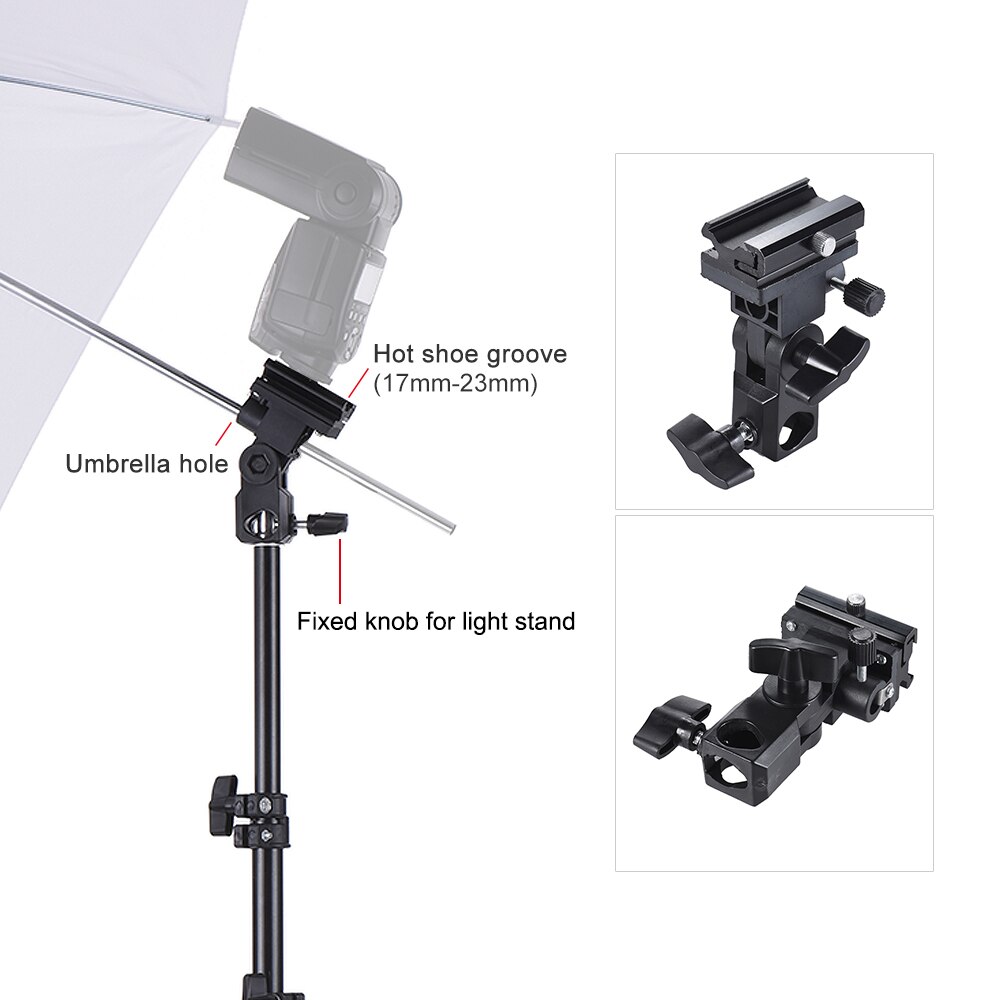 Andoer Kamera Doppel Blitzgerät Schuh Halterung schwenken Weiche Regenschirm Bausatz