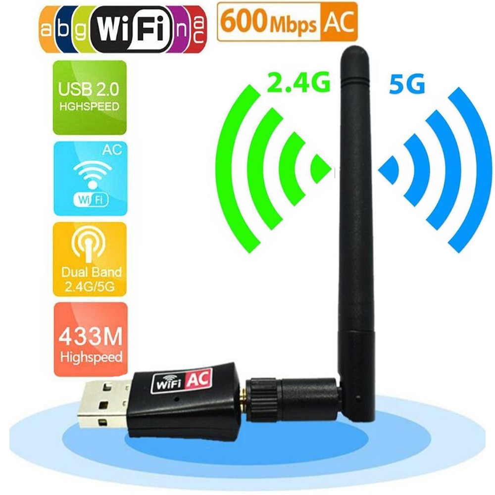 600Mbps 5Ghz 2.4Ghz USB Wifi Adattatore USB doppio gruppo musicale RTL8811AU antenna Wifi Dongle Adattatore LAN per Finestre Mac desktop/computer portatile/PC