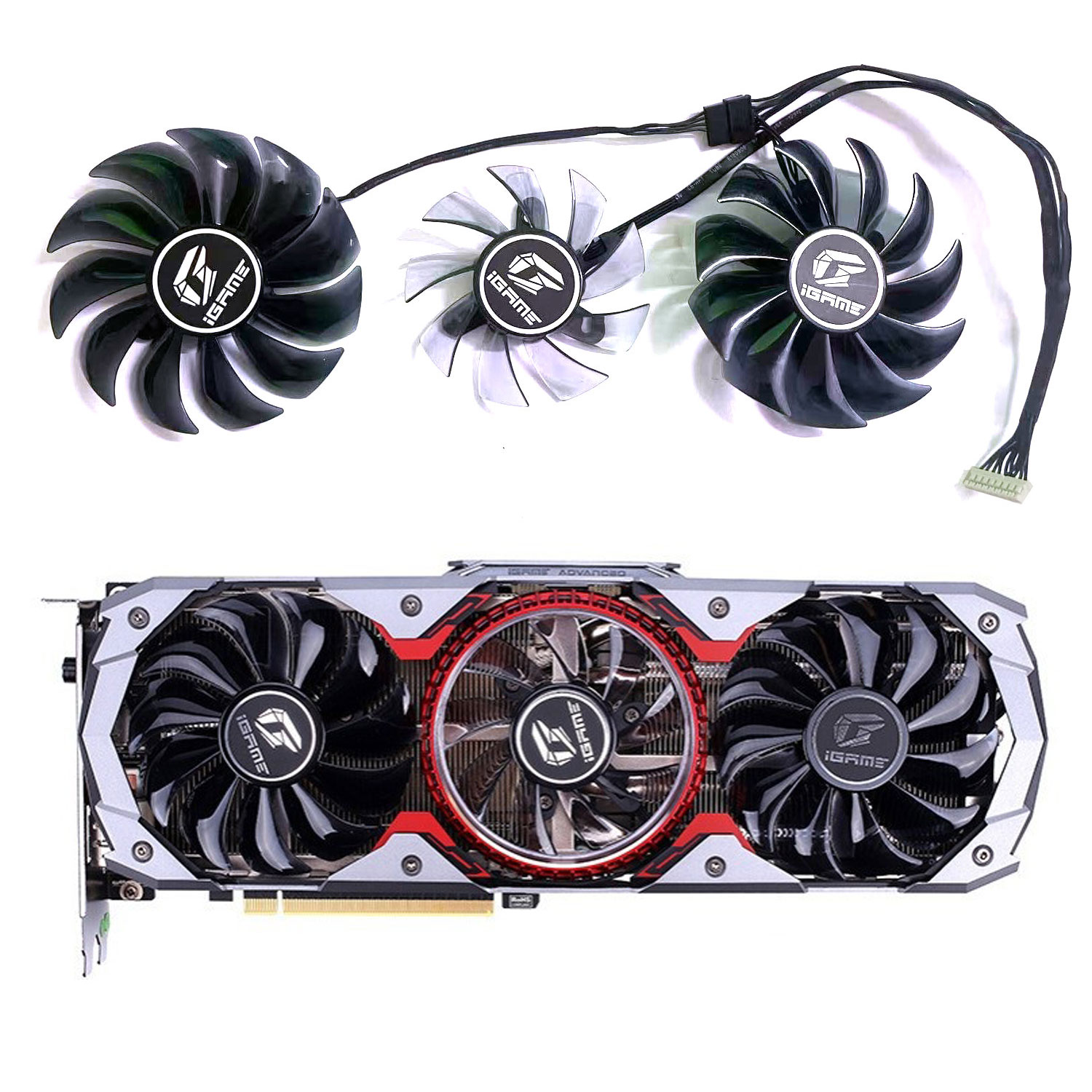 cooling fan 8PIN PVA080E12R RTX2070S 2080S GPU fan for colorful Igame GeForce RTX 2070S 2080S Advanced OC graphic map: Silver