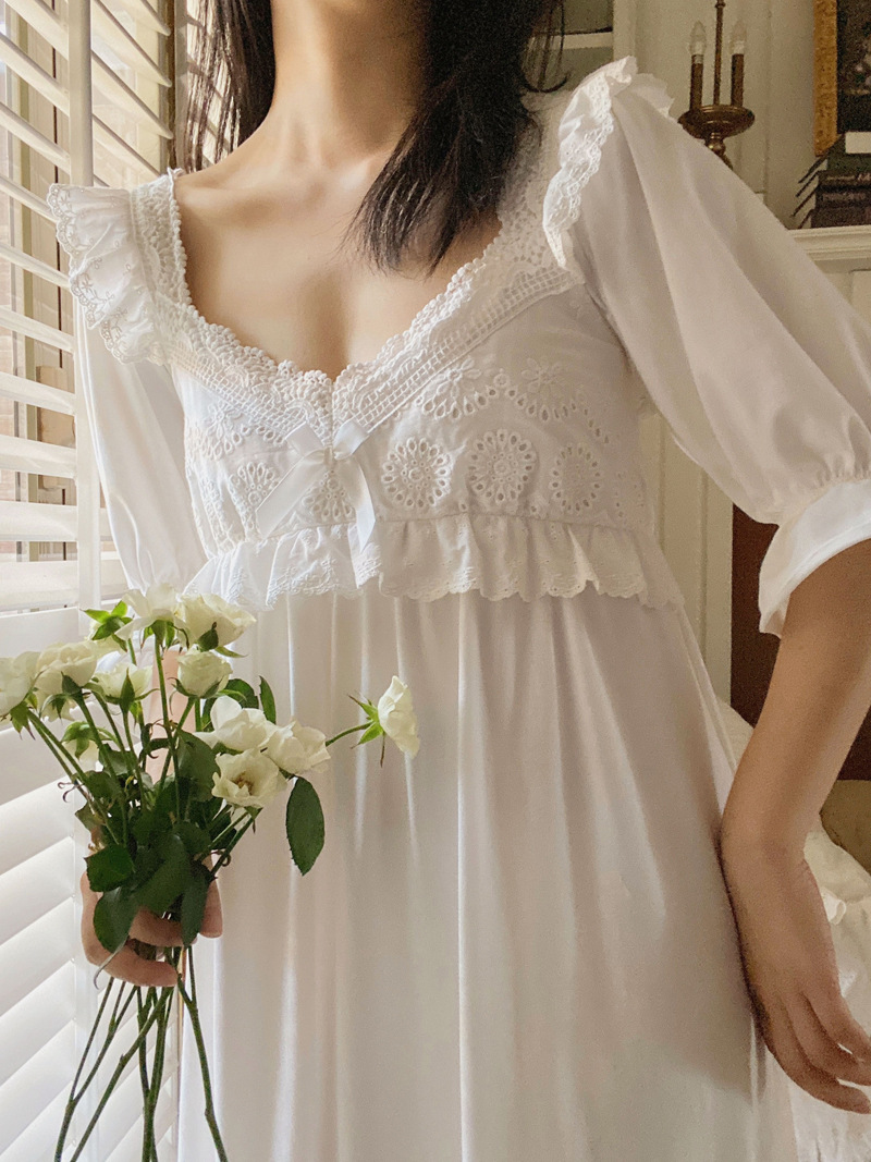 Camisón Retro de algodón para verano, ropa de dormir, vestido