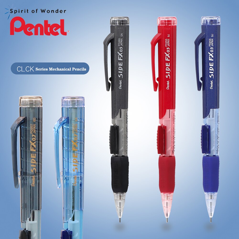 Japanese Pentel Mechanical Pencils PD255 Side Press Out Lead Core 0.5mm/0.7mm Rubber Retractable Activity Pencil Stationery