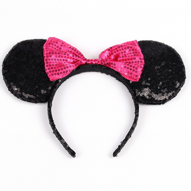 Hårtilbehør minnie mouse øre pandebånd hårbånd til kvinder pailletter sløjfe piger pandebånd fødselsdagsfest hårbånd: 3