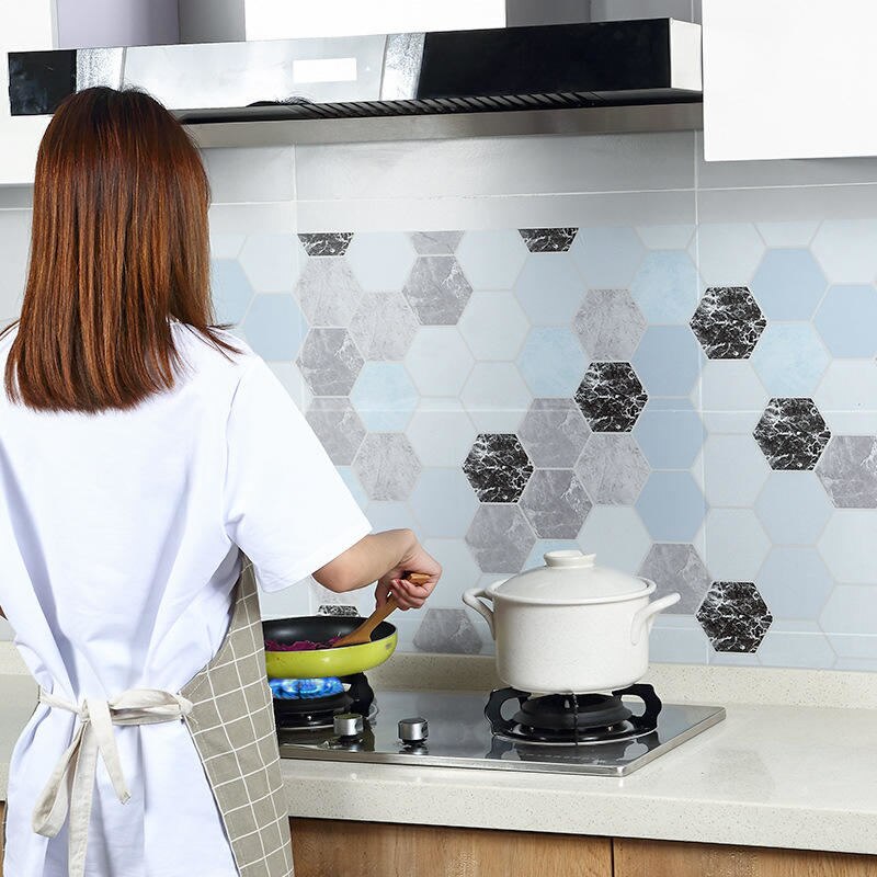 Anti-olie væg klistermærker høj temperatur køkken selvklæbende væg papir vandtæt badeværelse fliser væg plakat 60*85cm 60*300cm