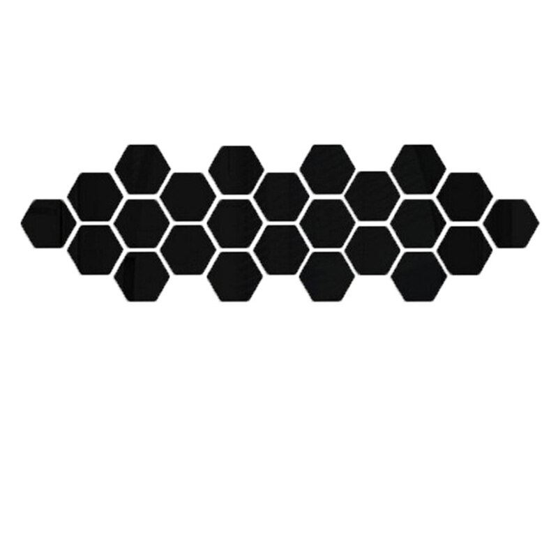 24Stck Hexagon Spiegel Fliesen Zauberstab Aufkleber Selbst-Klebstoff Mosaik- Reflektierende Heimat Leben Badezimmer Dekoration DIY Aufkleber: Schwarz