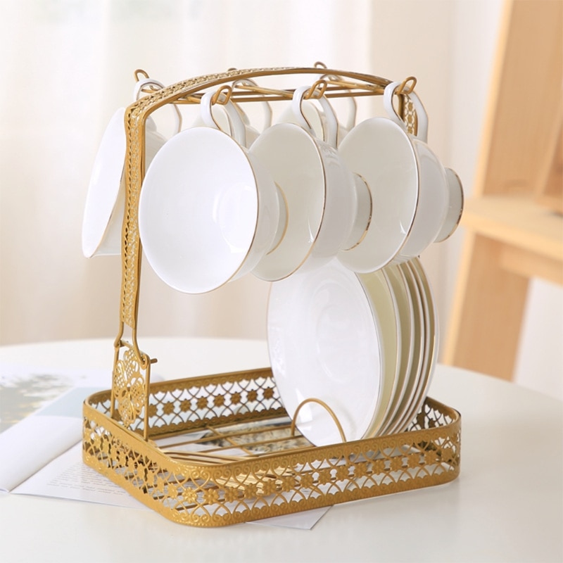 Mug Holder Coffee Rack Coffee Cup Holder Tea Set Stand Dishes Organizer Wrought 11UA