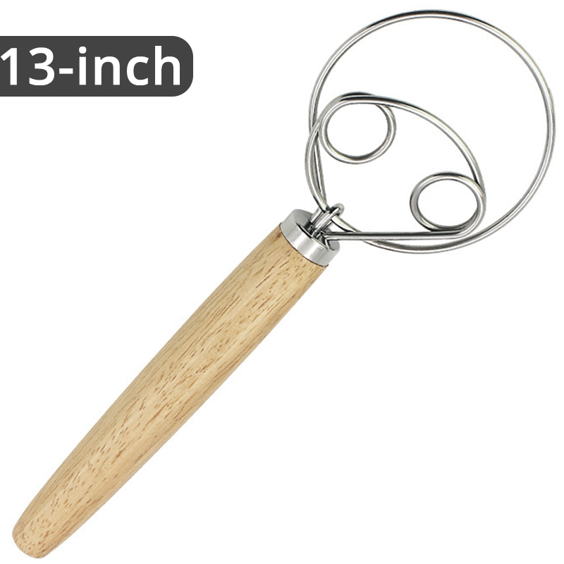 Fouet danois pour pâte à pain, 10 pouces, en acier inoxydable, Style néerlandais, poignée en bois, outils de cuisine, mixeur artistique: vert militaire
