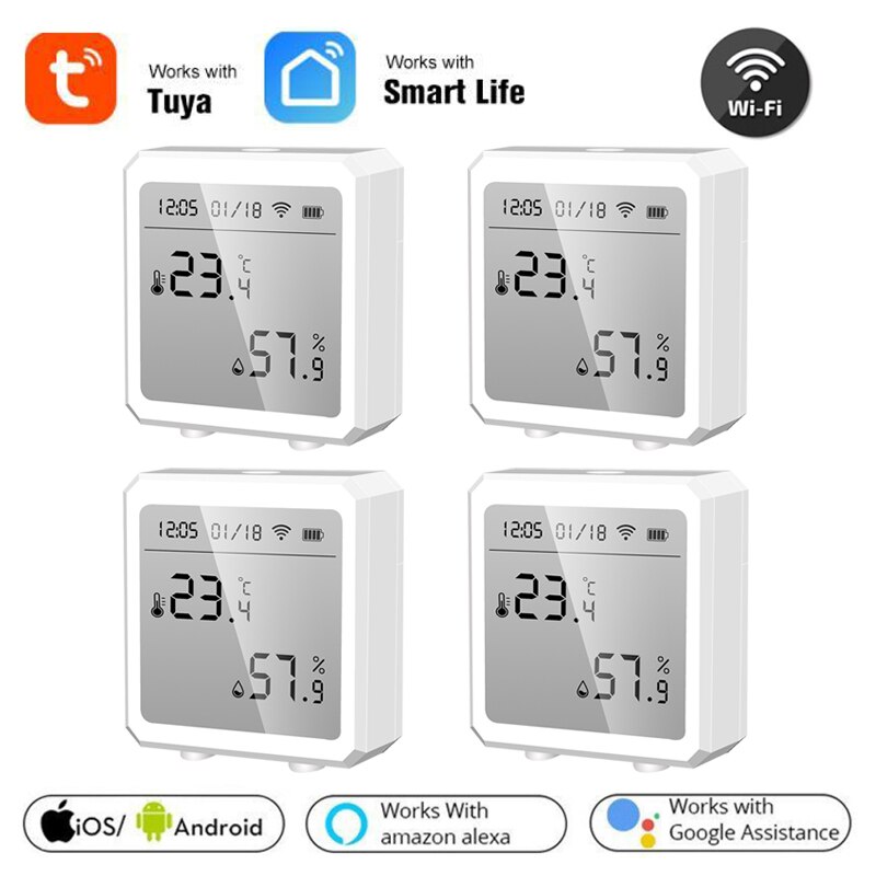 Tuya Smart life WiFi Temperature And Humidity Sensor Indoor Hygrometer Thermometer LCD Display Support Alexa Google Home