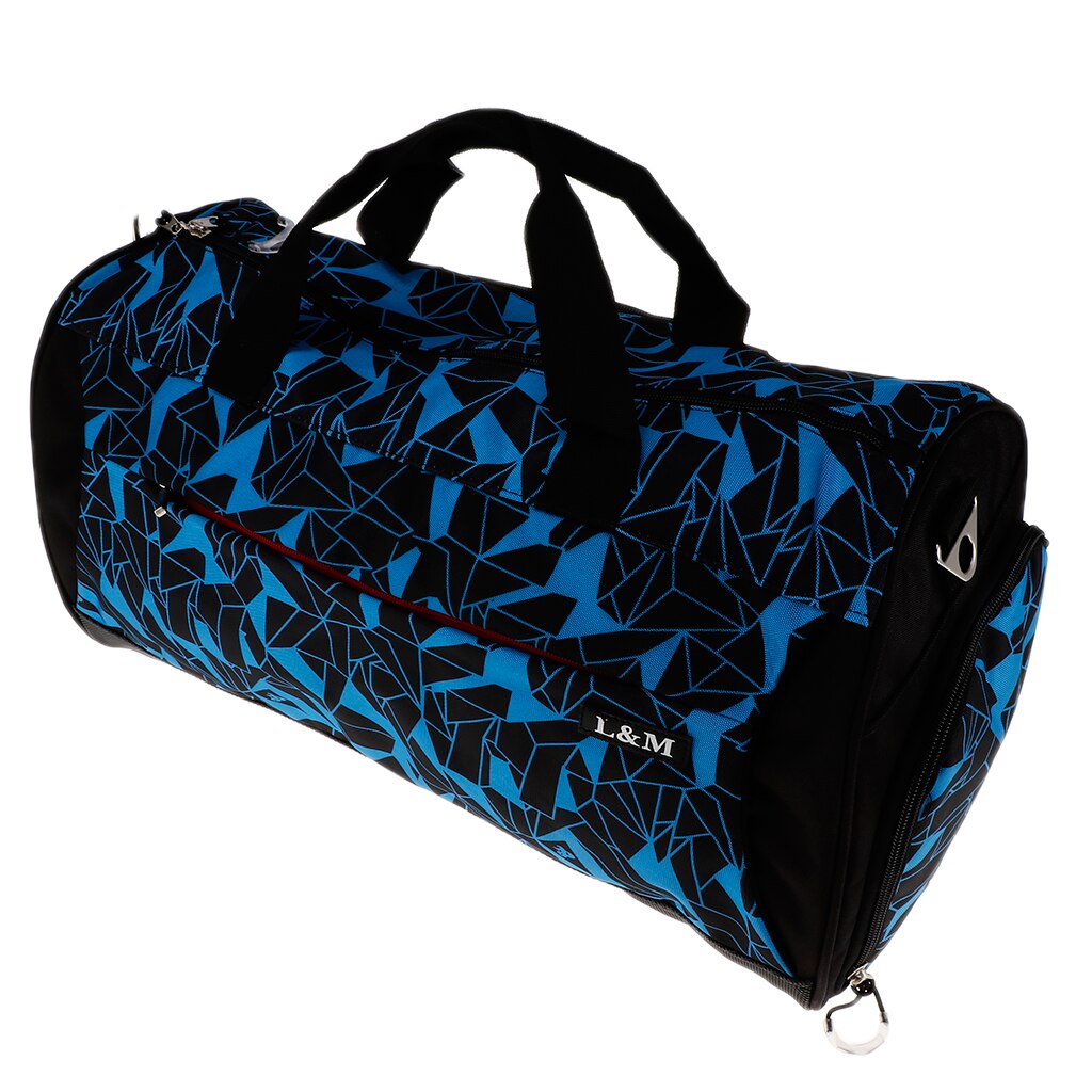 Waterproof Large Gym Bag Travel Shoe Compartment Workout Duffle Hand Bag for beach Swimming Pool Gym Multi-function Sport Bag: Geometric  Blue