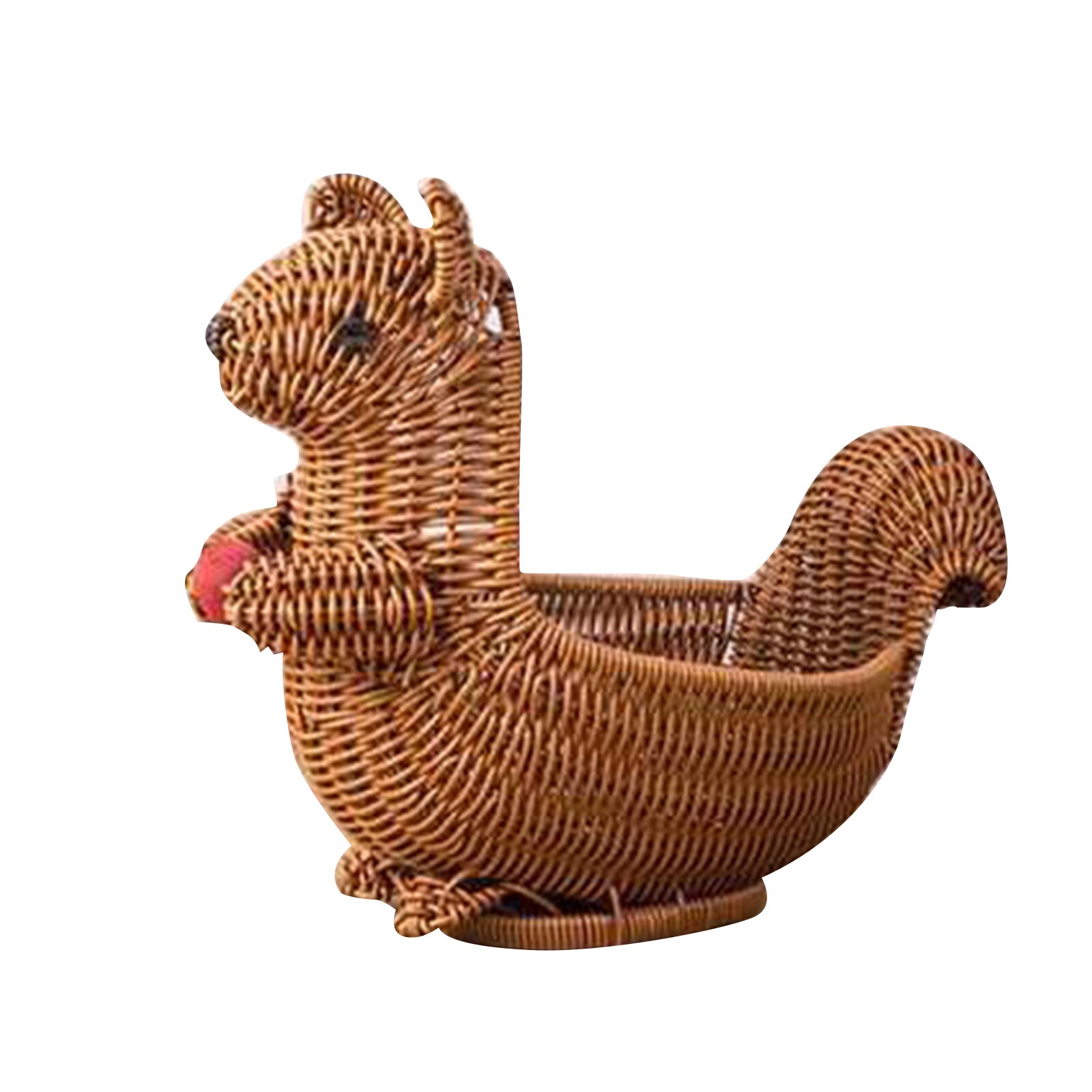 Rattan Woven Fruit Basket Cute Shape Fruit Bowls Tray Vegetable Snack Basket Novelty Animal Shaped TUE88: Squirrel 28X15X23cm