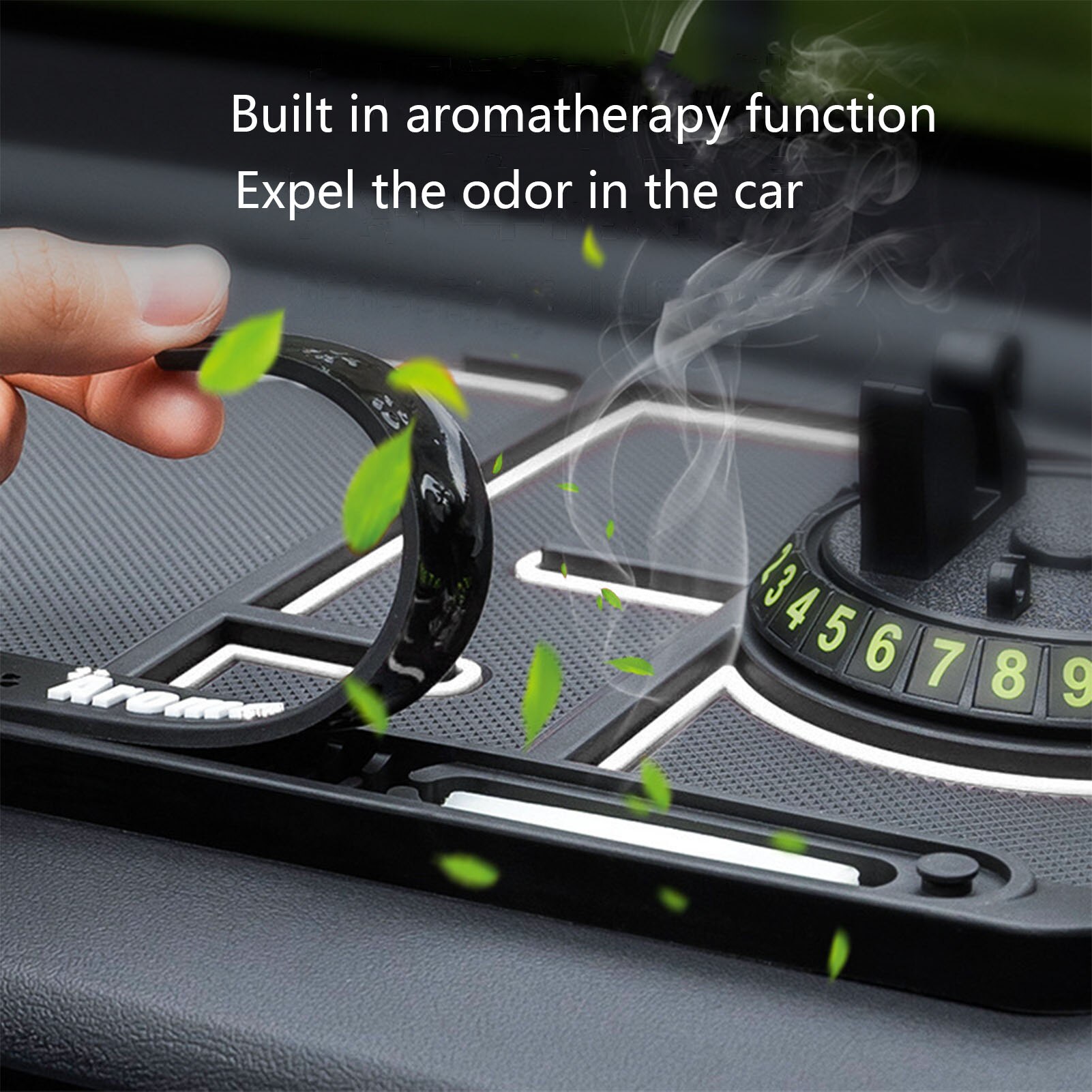 Alfombrilla antideslizante de PVC 4 en 1 para coche, soporte de teléfono de silicona para salpicadero, bandeja organizadora multiusos, accesorio para coche