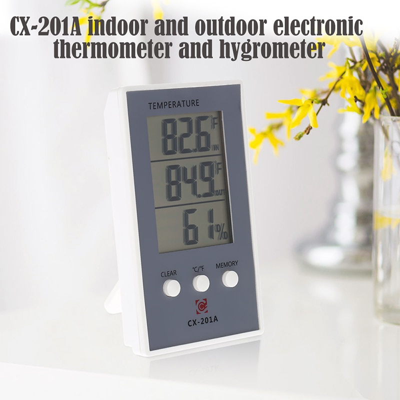 Digital Thermometer Hygrometer Indoor Outdoor Temperature Humidity Meter C/F LCD Display Sensor Probe Weather Station