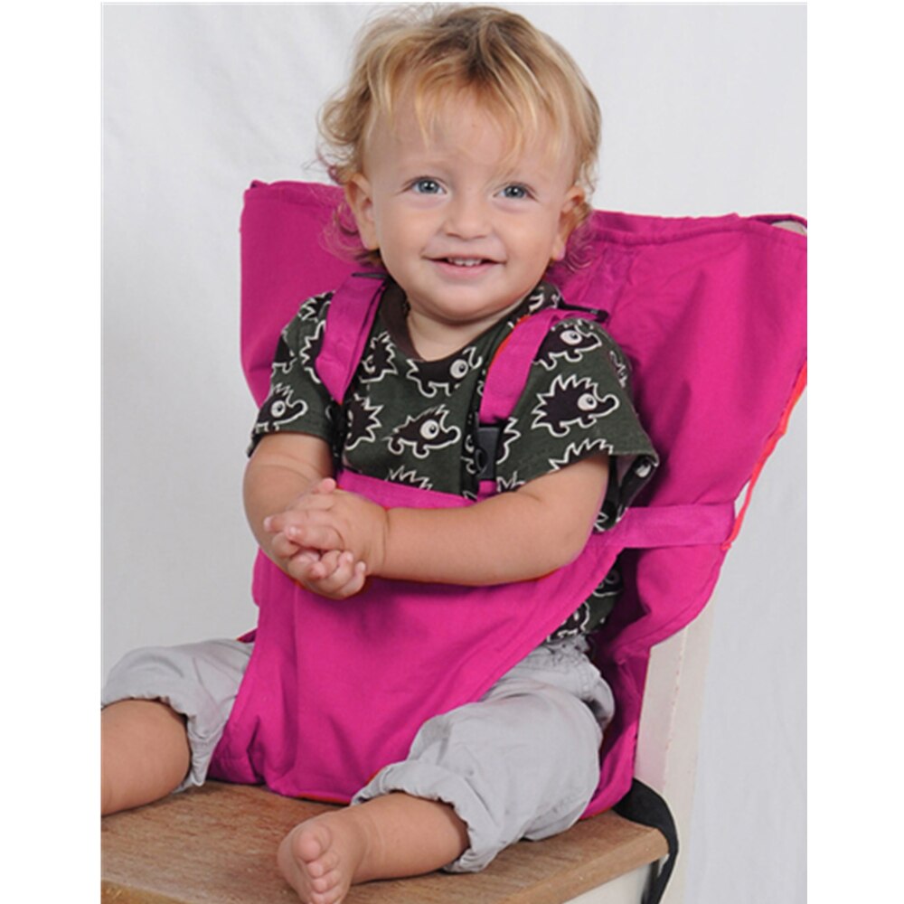Stol til babyer baby bærbar sæde børn rejser sammenklappelig vaskbar spisning fodring høj stol sikkerhedsseler booster til fodring: Lyserød