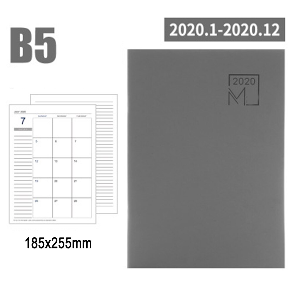 Notebook Agenda Planner Diary Meeting Book Girl School Stationery Monthly Plan Supplies PUO88: gray