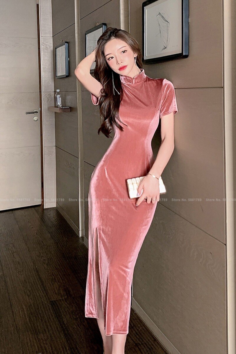 Women Long Asymmetric Velvet Coat Slim Slim Medieval