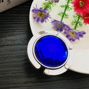 practical Portable Folding Table Desk Hanging Clip Crystal Alloy Purse Handbag Bag Hanger Hook Holder Desk Hanging Hook: blue