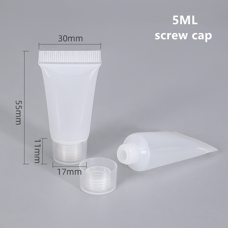 10PCS Empty Plastic Squeeze Tubes Translucent Cosmetic Containers Refillable Plastic Tube Travel Bottle: 5ML