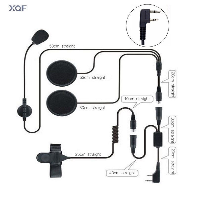 Helm Headset 2 Pin Ptt Motorfiets Hoofdtelefoon Voor Walkie Talkie Kenwood Baofeng Puxing Ham Radio Twee Manier Radio