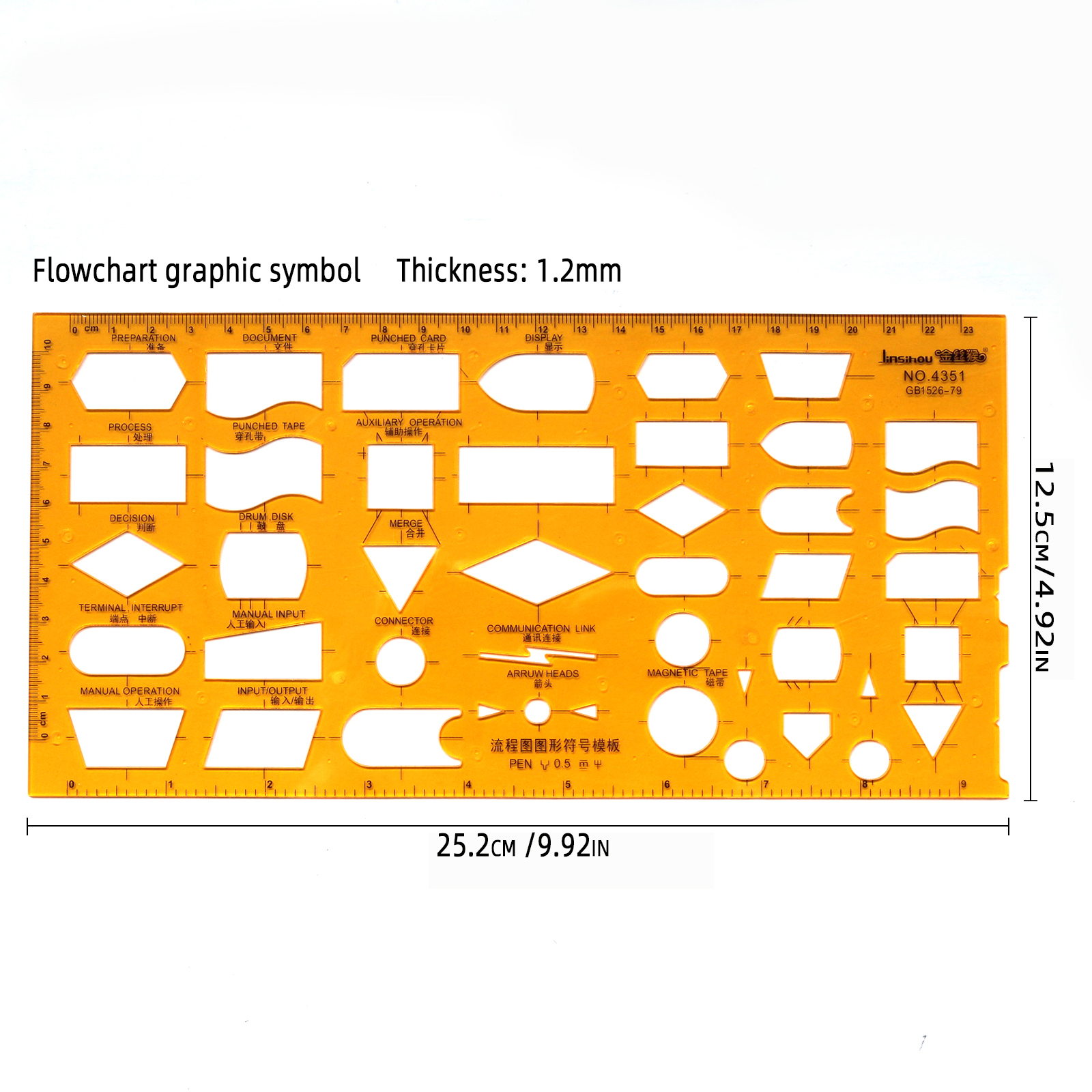 Circular oval ruler durable K Resin drawing furniture architect template drafting ruler template measuring ruler: Navy Blue