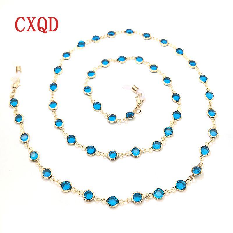 Kleurrijke kristallen kralen brillenhouder brillenketting voor dames oogaccessoires brillenkoord zonnebrilkoord: Imitatie rhodium plated