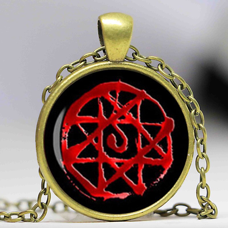 Full Metal Alchemist Necklace Full Metal Alchemist Pendant Glass Dome Pendant Necklace HZ1: Antiqure bronze