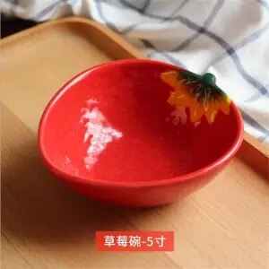 Frutero de cerámica con forma de sandía para comedor, mesa de salón, decoración creativa, 5 pulgadas, naranja, , E11131: 3