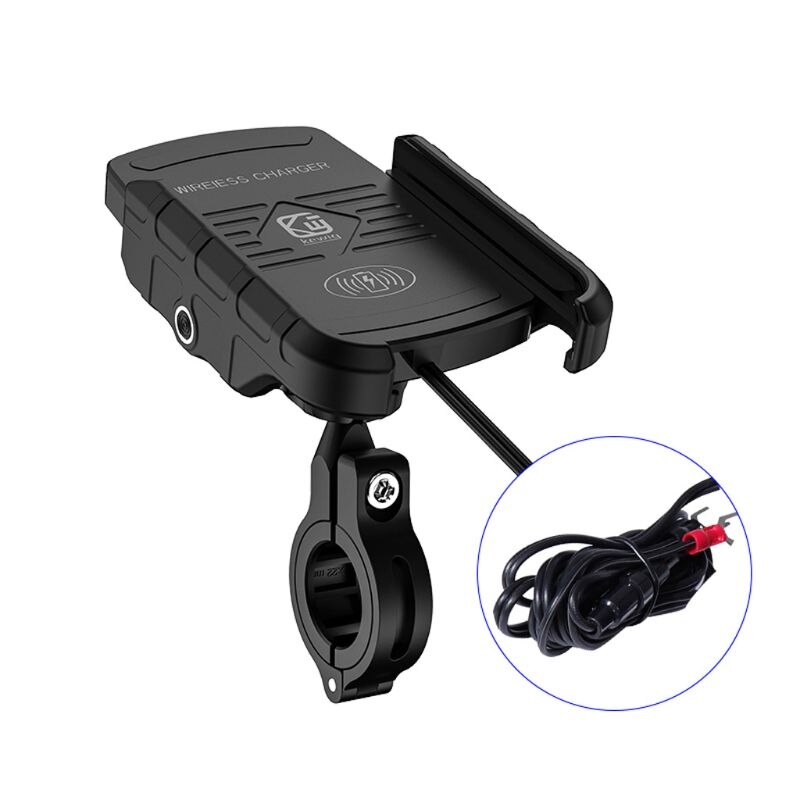 Waterproof 12V Motorcycle Phone Qi Fast Charging Wireless Charger Bracket Holder Mount Stand for iPhone Xs MAX XR X 8: Black