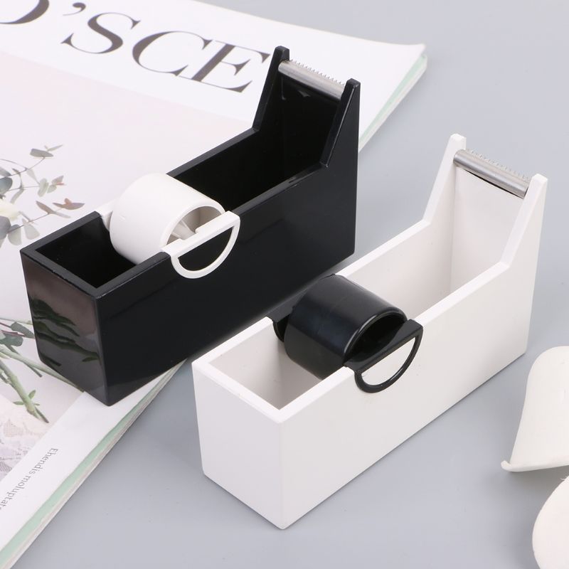 1pc plastik desktop klæbende tape dispenser cutter stand holder kontor skole forsyninger papirvarer tape dispenser