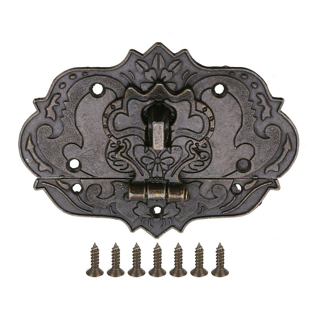 With Screws Mini Multipurpose Jewelry Box Hasp Antique Wooden Cases Chests Lock Latch Home Furniture Buckle Retro Hardware Decor