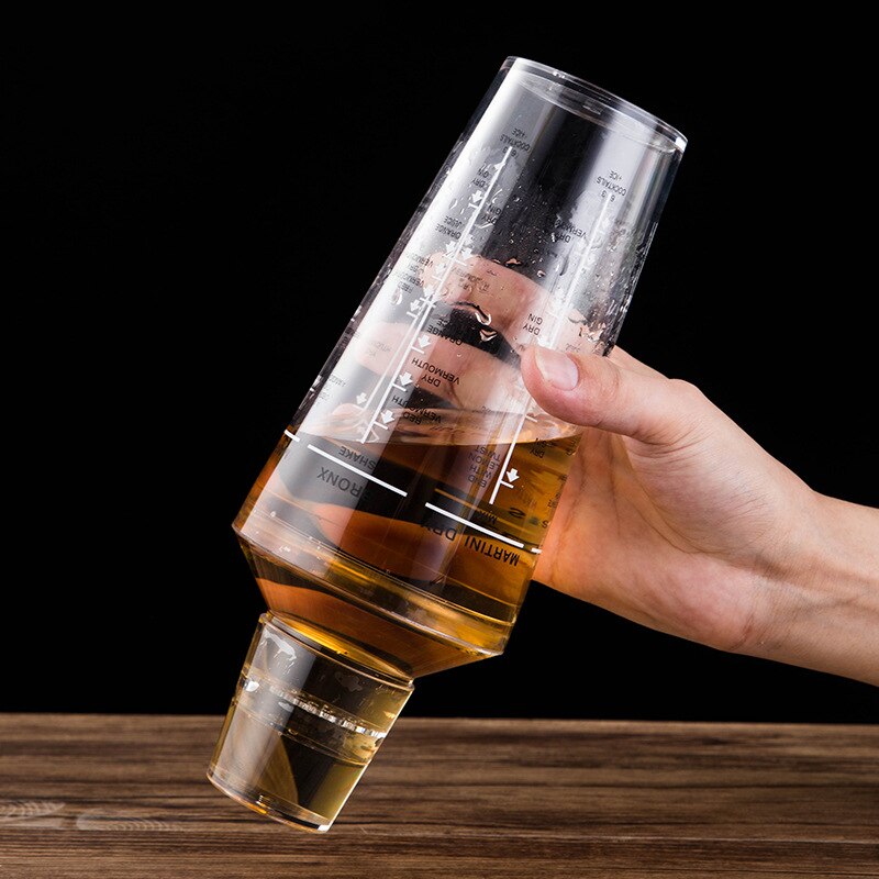 bar wine glass Transparent Scale Cocktail 400ML Stainless Bar Bottle Tools Shaker Glass WY72010
