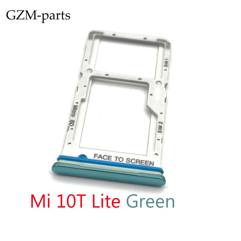 Gzm-parts Voor Xiaomi Mi 9 Lite Mi CC9 Pro Note 10 Mi 10T Lite Poco X3 sim-kaart houder Lade Slot: Mi 10T lite Green