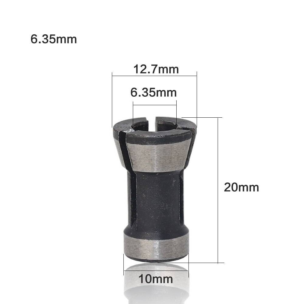 1Pc Collet Chuck Adapter Engraving Trimming Machine Electric Router 6.35mm/8mm/6mm: 6.35mm