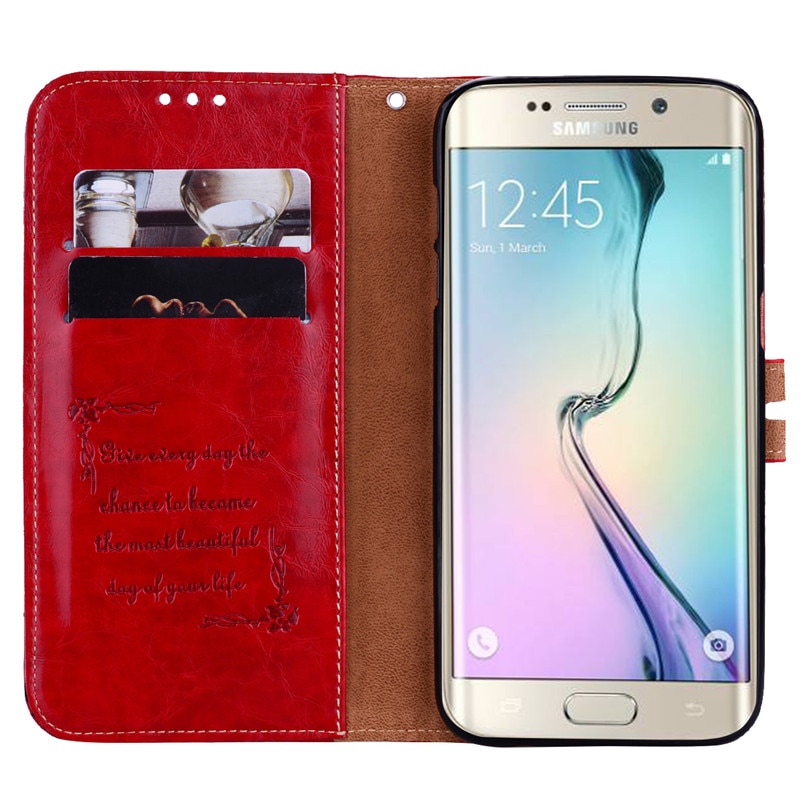 Leather Wallet Case Voor Samsung Galaxy S6 Rand Telefoon Cover Stand Kaarthouder Business Flip Case Voor Samsung S6 S 6 Telefoon Copue