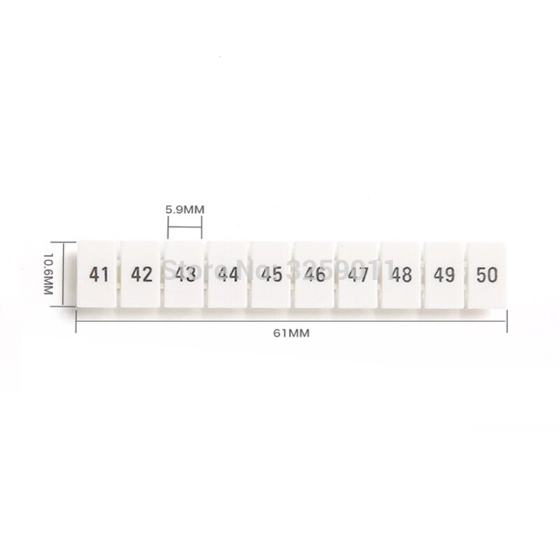 10 STKS ZB6 Nummers Strip Markers voor Rail Gemonteerd Terminal Blokken UK-2.5B UK-5N plastic wit