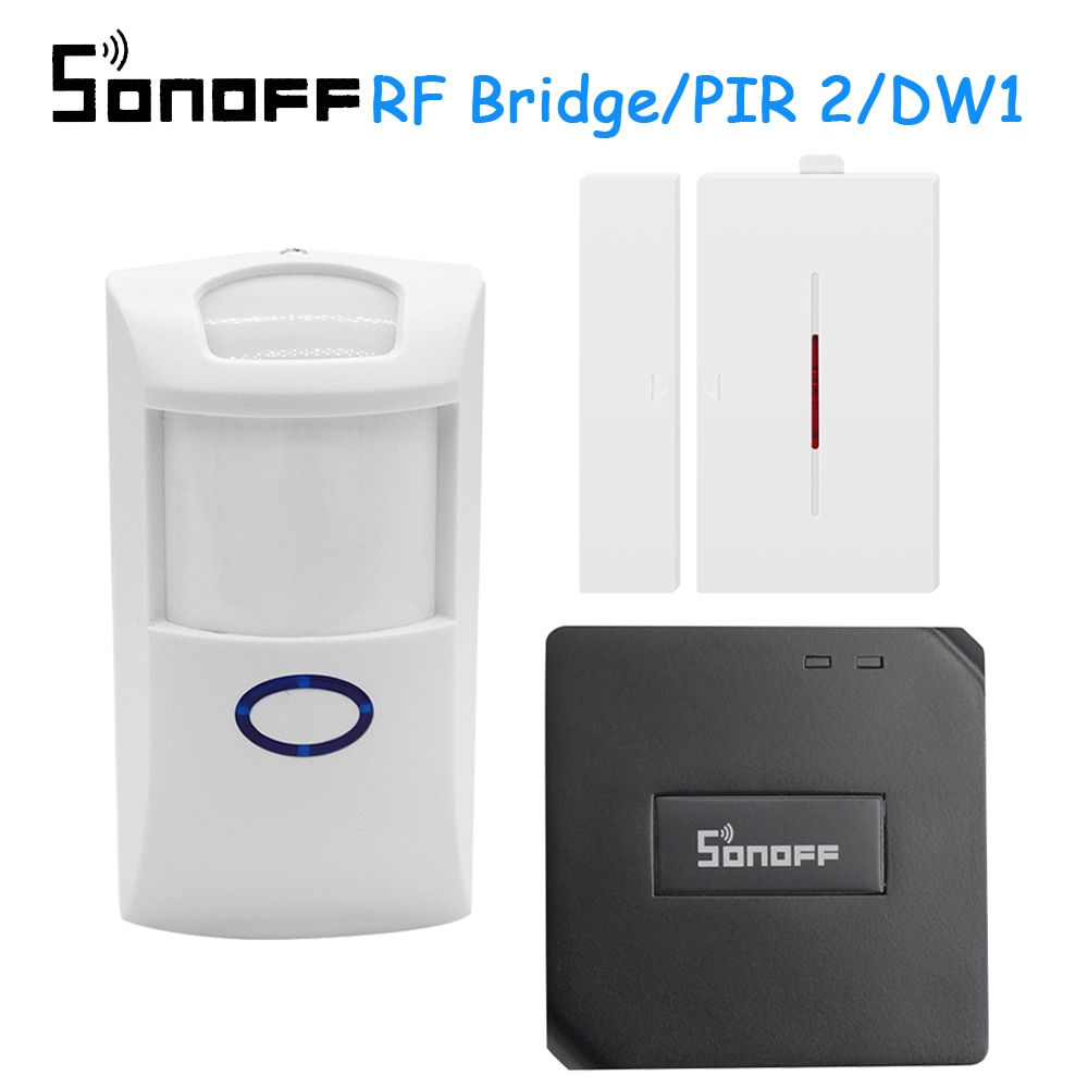 Sonoff Rf Brug 433Mhz Rf Pir 2 Motion Sensor DW1 Deur & Venster Alarmsysteem Voor Alexa Google Thuis smart Home Alarm Security