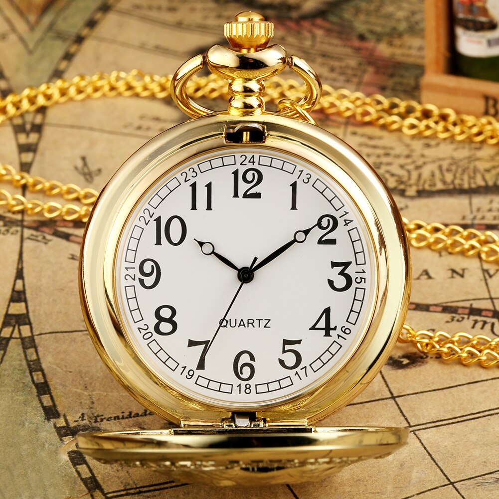 Antieke Leuke Amerikaanse Korthaar Quartz Zakhorloge Opluchting Goud Kleur Vintage Horloge Voor Man Vrouwen Best Reloj De Bolsillo