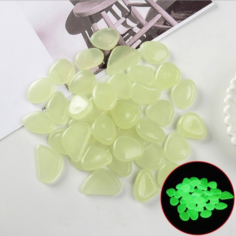 Pierres de gravier décoratives pour aquarium, 50 pièces, Style Chic, brille dans la nuit, rochers de jardin, pour allée, cour, bricolage: Light green