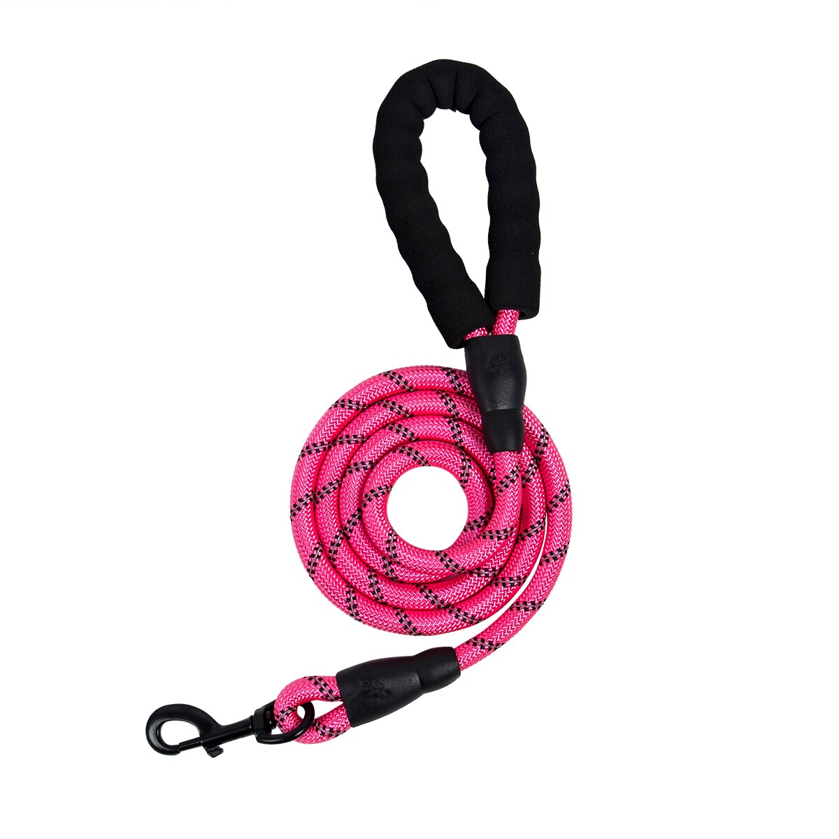 5FT Sterke Pet Hondenlijn Klimmen Touw Reflecterende Draad Nacht Veilig Gewatteerde Handvat Nylon Running Riemen Voor Kleine Grote Honden: Roze