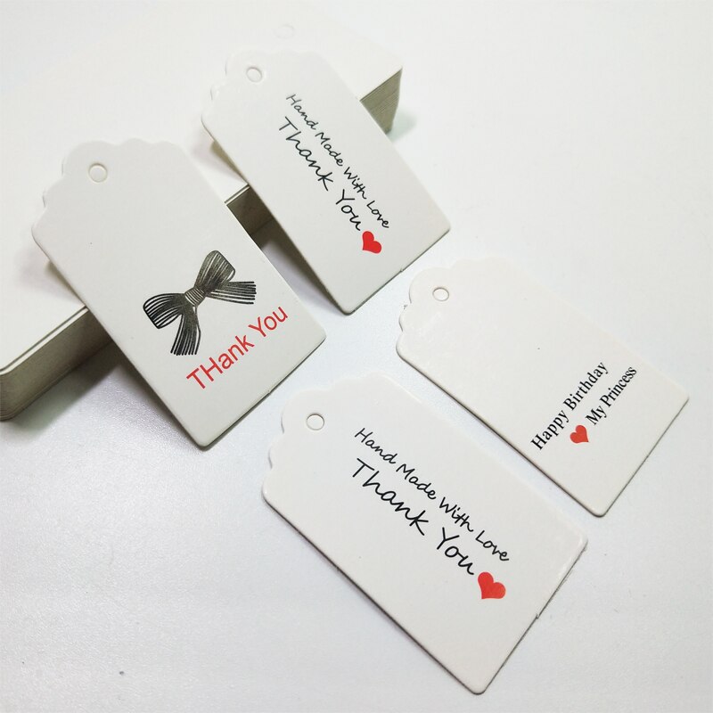 etiquetas hechas a mano boda marrón Kraft papel etiquetas DIY artesanía Bonbonniere Favor etiquetas 100pcs \ lot
