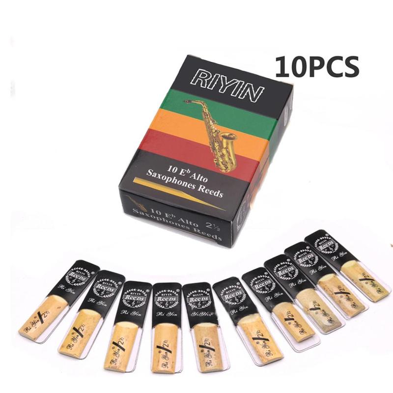 10Pcs Saxophone Reed Alto Saxophone Reed Strength 2.5 No. Natural Reed Acoustic Guitar Music Instrument Parts Accessory: Default Title