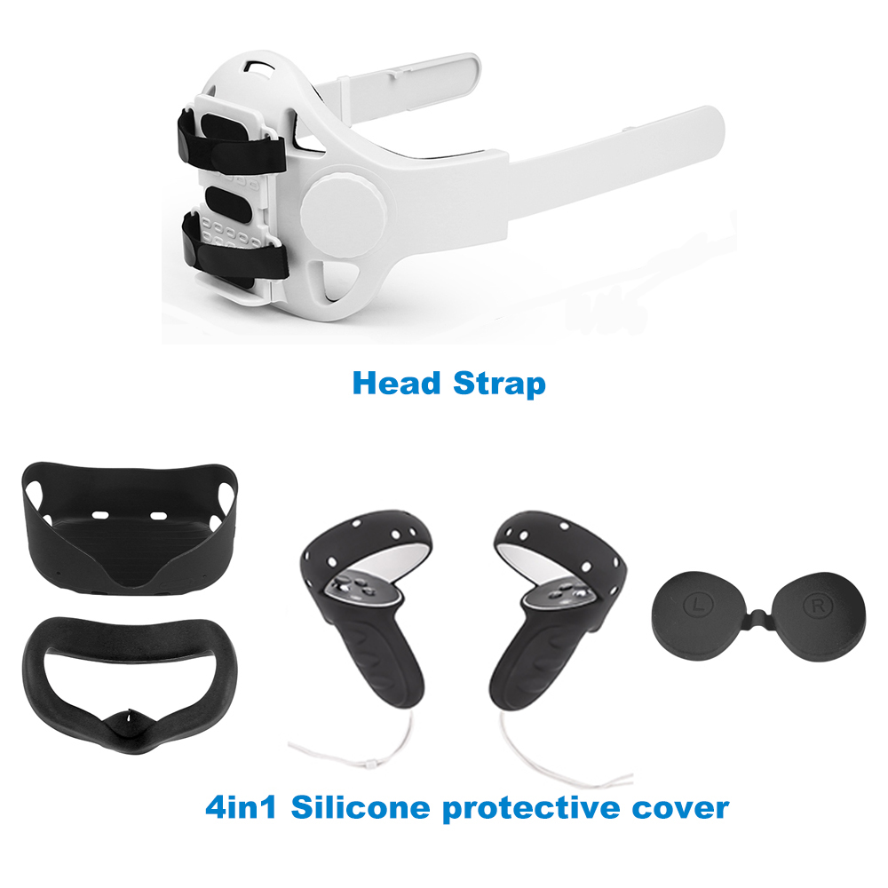 Verstelbare Oculus Quest 2 Halo Head Strap Vr Accessoires Siliconen Beschermhoes Opbergtas Voor Oculus Quest 2 Elite Band: Set G Black