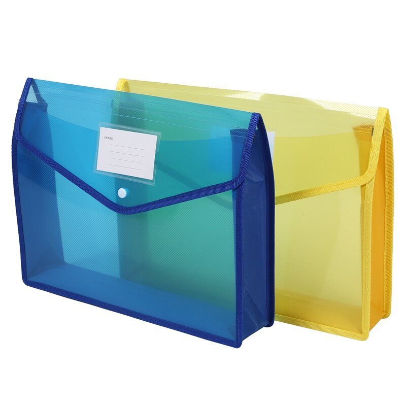 2Pcs/Set A4 Plastic File Wallet Doent Folder Premium Poly Pockets Envelope with Business Card Holder