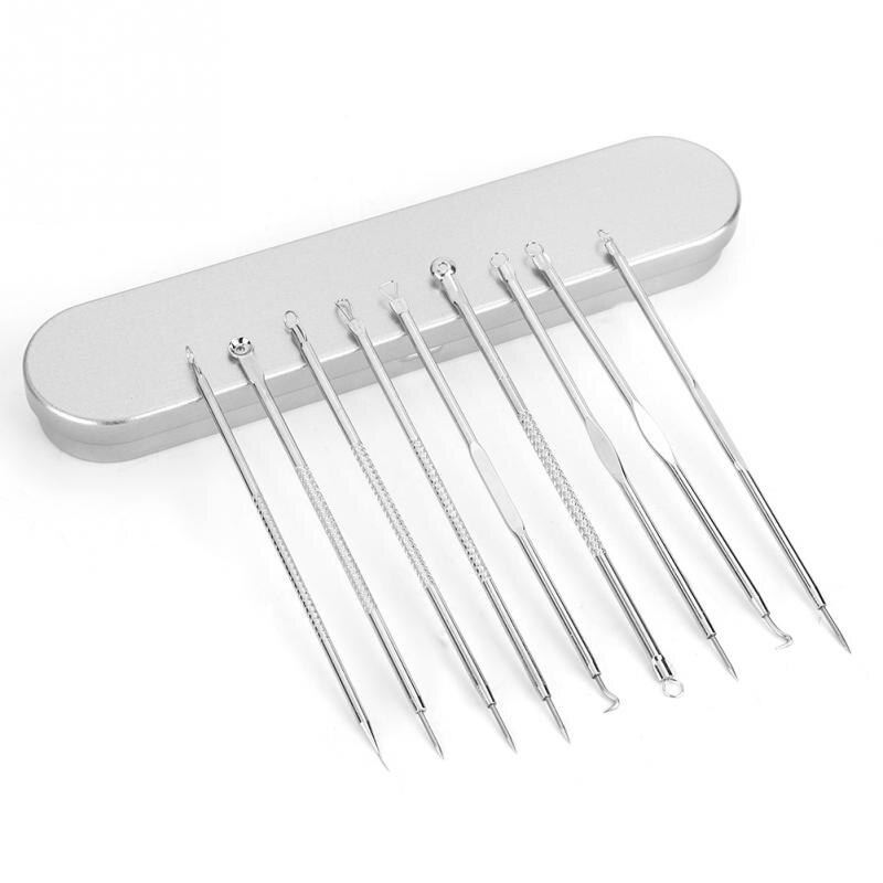 Blackhead Removal 9PCS Set Stainless Steel Needle Extractor Tweezers Comedone Pimple Removal Cleaning Tool: Type02