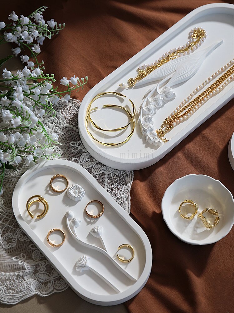 Silicone Oval Tray Mold for Concrete Coaster Jesmonite Mold Concrete Round Tray Mold Candle Tray