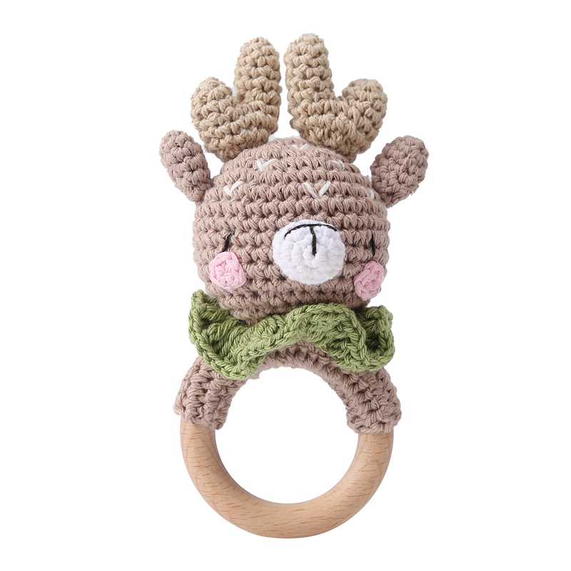 Sonajeros para bebé, sonajero de flores de ganchillo, anillo de madera, mordedor para bebé, roedor, gimnasio infantil, sonajeros móviles, juguetes educativos para recién nacidos, , 1 ud.: Transparente