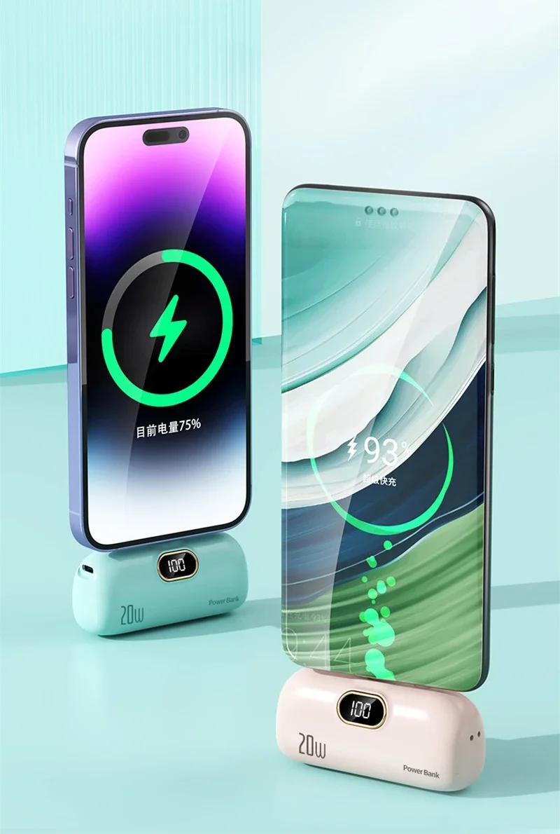 30000 mah mini trådløs powerbank kapsel hurtiglading mobil strøm nødstrøm eksternt batteri for type-c iphone chic powerbank