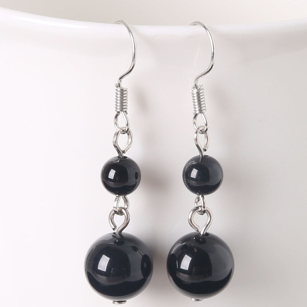 Earrings for girl Natural Stone Beads Dangle Long Lady Earrings for Jewelry Making Women DIY Charms Ear crafts: Black Agate