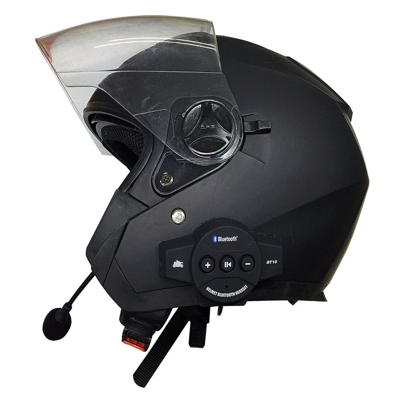 BT10 Bluetooth 4.2 Motorcycle Helmet Headset Rechargeable Voice Call Music Hands-Free Telephone Wireless Earphone