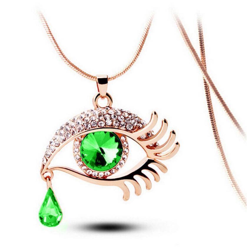 OTOKY Chain Necklaces Crystal Magic Eye Tear Eyelashes Pendant Long Necklace Collana Jewelry Mar13