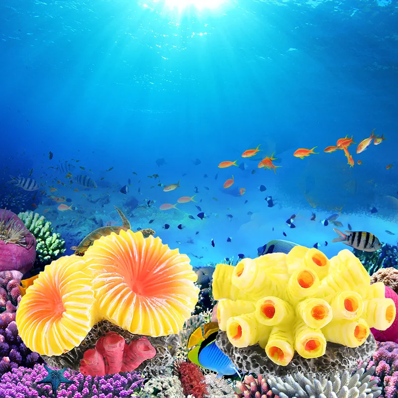 Simulated Coral Aquarium Fish Tank Farming Small Ornaments Decoration Eight Melon Fish DIY Ornaments крышка для аквариума