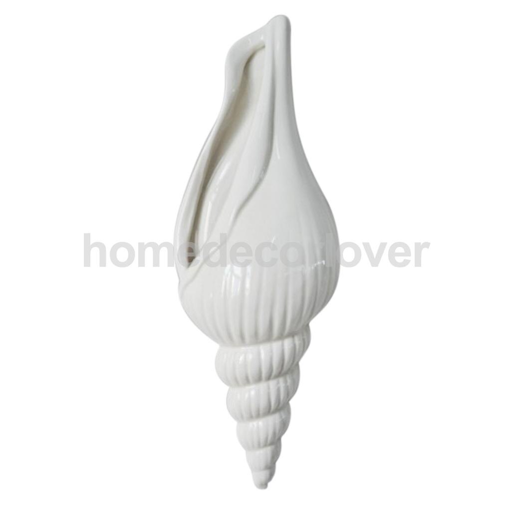 3D Decorative Porcelain Vases Spiral Shell Wall Flower Vase Hydroponics Plants Flower Holder Bottle, Wall Mounted: 1